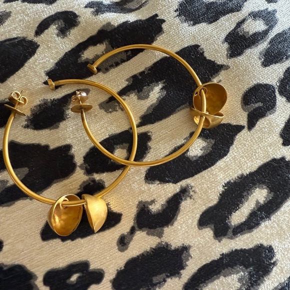 Johanna Ortiz Gold Hoop Earrings with Charm - Picture 1 of 4